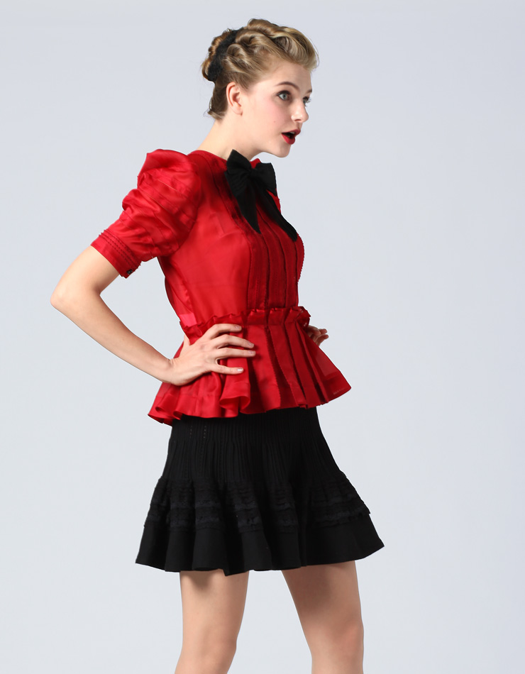 lolita style drape short sleeve blouses - Click Image to Close